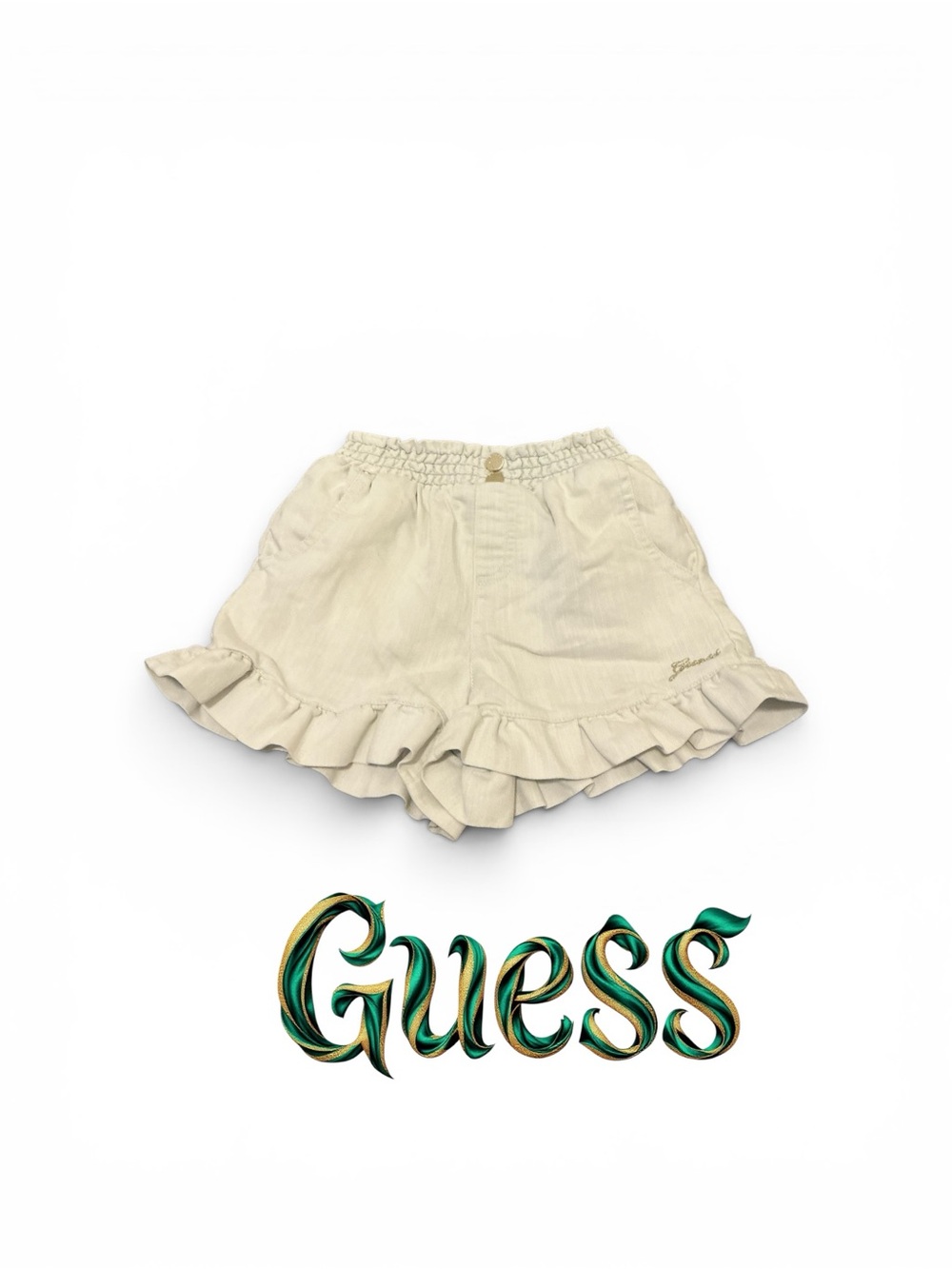 Guess Cream Ruffle Shorts with Elastic Waist
